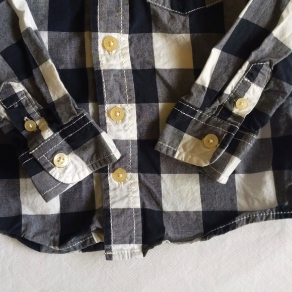 oshkosh b'gosh navy gingham cotton button down collared shirt 2T toddler boys - Picture 4 of 6